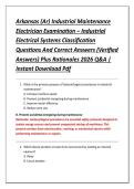 Arkansas &lpar;Ar&rpar; Industrial Maintenance &NewLine;Electrician Examination &ndash; Industrial &NewLine;Electrical Systems Classification &NewLine;Questions And Correct Answers &lpar;Verified &NewLine;Answers&rpar; Plus Rationales 2026 Q&A &vert; &NewLine;Instant Download Pdf 