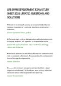 LIFE-SPAN DEVELOPMENT EXAM STUDY&NewLine;SHEET 2026 UPDATED QUESTIONS AND&NewLine;SOLUTIONS&NewLine;