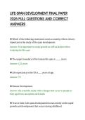LIFE-SPAN DEVELOPMENT FINAL PAPER&NewLine;2026 FULL QUESTIONS AND CORRECT&NewLine;ANSWER