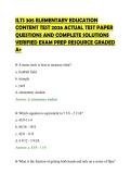 ILTS 305 ELEMENTARY EDUCATION&NewLine;CONTENT TEST 2026 ACTUAL TEST PAPER&NewLine;QUESTIONS AND COMPLETE SOLUTIONS&NewLine;VERIFIED EXAM PREP RESOURCE GRADED&NewLine;A&plus;