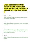 ILTS 305 ELEMENTARY EDUCATION&NewLine;CONTENT TEST 2026 CERTIFICATION&NewLine;EVALUATION QUESTIONS AND COMPLETE&NewLine;SOLUTIONS FULL STUDY GUIDE GRADED&NewLine;A&plus;&NewLine;