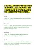 INDUSTRIAL MAINTENANCE TECHNICIAN&NewLine;TESTS COMPILATION ACTUAL TEST 2026&NewLine;QUESTIONS AND COMPLETE SOLUTIONS&NewLine;HIGH SUCCESS PREP PACK GRADED A&plus;