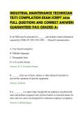 INDUSTRIAL MAINTENANCE TECHNICIAN&NewLine;TESTS COMPILATION EXAM SCRIPT 2026&NewLine;FULL QUESTIONS AND CORRECT ANSWERS&NewLine;GUARANTEED PASS GRADED A&plus;