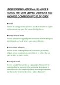 UNDERSTANDING ABNORMAL BEHAVIOR III&NewLine;ACTUAL TEST 2026 VERIFIED QUESTIONS AND&NewLine;ANSWERS COMPREHENSIVE STUDY GUIDE