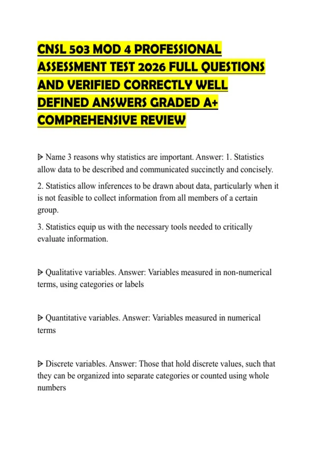 CNSL 503 MOD 4 FINAL TEST STUDY GUIDE 2026 FULL QUESTIONS AND CORRECT ...