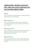 UNDERSTANDING ABNORMAL BEHAVIOR III&NewLine;FINAL PAPER 2026 SOLVED QUESTIONS WITH&NewLine;FULL SOLUTION ALREADY PASSED