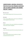UNDERSTANDING ABNORMAL BEHAVIOR III&NewLine;PRACTICE EXAM 2026 PREMIUM QUESTIONS&NewLine;AND ACCURATE ANSWERS ONE HUNDRED&NewLine;PERCENT CORRECT