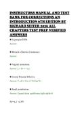 INSTRUCTORS MANUAL AND TEST&NewLine;BANK FOR CORRECTIONS AN&NewLine;INTRODUCTION 6TH EDITION BY&NewLine;RICHARD SEITER 2026 ALL&NewLine;CHAPTERS TEST PREP VERIFIED&NewLine;ANSWERS&NewLine;