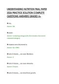 UNDERSTANDING NUTRITION FINAL PAPER&NewLine;2026 PRACTICE SOLUTION COMPLETE&NewLine;QUESTIONS ANSWERS GRADED A&plus;