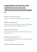 UNDERSTANDING NUTRITION TEST PAPER&NewLine;QUESTIONS AND SOLUTIONS 2026&NewLine;CERTIFICATION EVALUATION EXAMS GRADED&NewLine;A&plus;