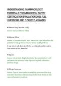 UNDERSTANDING PHARMACOLOGY&NewLine;ESSENTIALS FOR MEDICATION SAFETY&NewLine;CERTIFICATION EVALUATION 2026 FULL&NewLine;QUESTIONS AND CORRECT ANSWERS