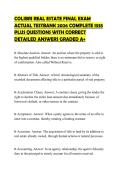 COLIBRI REAL ESTATE FINAL EXAM&NewLine;ACTUAL TESTBANK 2026 COMPLETE 1335&NewLine;PLUS QUESTIONS WITH CORRECT&NewLine;DETAILED ANSWERS GRADED A&plus;&NewLine;
