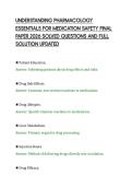 UNDERSTANDING PHARMACOLOGY&NewLine;ESSENTIALS FOR MEDICATION SAFETY FINAL&NewLine;PAPER 2026 SOLVED QUESTIONS AND FULL&NewLine;SOLUTION UPDATED