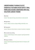 UNDERSTANDING PHARMACOLOGY&NewLine;ESSENTIALS FOR MEDICATION SAFETY FINAL&NewLine;PAPER 2026 SOLVED QUESTIONS WITH FULL&NewLine;SOLUTION ALREADY PASSED