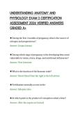 UNDERSTANDING ANATOMY AND&NewLine;PHYSIOLOGY EXAM 3 CERTIFICATION&NewLine;ASSESSMENT 2026 VERIFIED ANSWERS&NewLine;GRADED A&plus;
