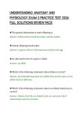 UNDERSTANDING ANATOMY AND&NewLine;PHYSIOLOGY EXAM 3 PRACTICE TEST 2026&NewLine;FULL SOLUTIONS REVIEW PACK