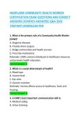 MARYLAND COMMUNITY HEALTH WORKER CERTIFICATION EXAM QUESTIONS AND CORRECT ANSWERS