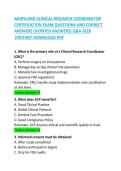 MARYLAND CLINICAL RESEARCH COORDINATOR CERTIFICATION EXAM QUESTIONS AND CORRECT ANSWERS