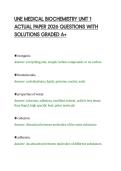 UNE MEDICAL BIOCHEMISTRY UNIT 1&NewLine;ACTUAL PAPER 2026 QUESTIONS WITH&NewLine;SOLUTIONS GRADED A&plus;
