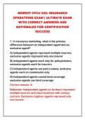 2026-2027 NEWEST CPCU 520&colon; INSURANCE&NewLine;OPERATIONS EXAM &vert; ULTIMATE EXAM&NewLine;WITH CORRECT ANSWERS AND&NewLine;RATIONALES FOR CERTIFICATION&NewLine;SUCCESS
