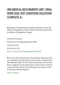 UNE MEDICAL BIOCHEMISTRY UNIT 1 FINAL&NewLine;PAPER 2026 TEST QUESTIONS SOLUTIONS&NewLine;COMPLETE A&plus;