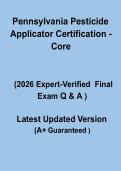 Pennsylvania Pesticide Applicator Certification &ndash; Core Exam Complete Study Guide 2026