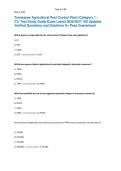 Tennessee Agricultural Pest Control Plant &lpar;Category 1 - &NewLine;C1&rpar; Test Study Guide Exam Latest 2026&sol;2027 100 Updated &NewLine;Verified Questions and Solutions A&plus; Pass Guaranteed