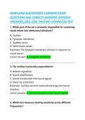 MARYLAND AUDIOLOGIST LICENSING EXAM QUESTIONS AND CORRECT ANSWERS