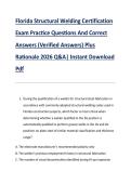 Florida Structural Welding Certification &NewLine;Exam Practice Questions And Correct &NewLine;Answers &lpar;Verified Answers&rpar; Plus &NewLine;Rationale 2026 Q&A&vert; Instant Download &NewLine;Pdf  
