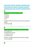 MARYLAND ATHLETIC TRAINER LICENSING EXAM QUESTIONS AND CORRECT ANSWERS