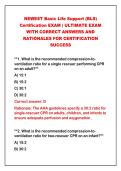 2026-2027 NEWEST Basic Life Support &lpar;BLS&rpar;&NewLine;Certification EXAM &vert; ULTIMATE EXAM&NewLine;WITH CORRECT ANSWERS AND&NewLine;RATIONALES FOR CERTIFICATION&NewLine;SUCCESS