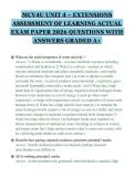 MCV4U UNIT 4 &ndash; EXTENSIONS&NewLine;ASSESSMENT OF LEARNING ACTUAL&NewLine;EXAM PAPER 2026 QUESTIONS WITH&NewLine;ANSWERS GRADED A&plus;&NewLine;