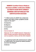 2026-2027 NEWEST Certified Clinical Medical&NewLine;Assistant &lpar;CCMA&rpar; certification EXAM &vert;&NewLine;ULTIMATE EXAM WITH CORRECT&NewLine;ANSWERS AND RATIONALES FOR&NewLine;CERTIFICATION SUCCESS&NewLine;