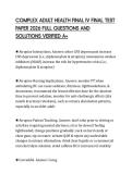 COMPLEX ADULT HEALTH FINAL IV FINAL TEST&NewLine;PAPER 2026 FULL QUESTIONS AND&NewLine;SOLUTIONS VERIFIED A&plus;