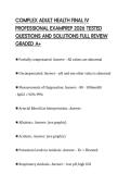 COMPLEX ADULT HEALTH FINAL IV&NewLine;CERTIFICATION EVALUATION TEST PAPER 2026&NewLine;COMPLETE STUDY QUESTIONS WITH&NewLine;CORRECT ANSWERS