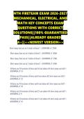 NTN FIRETEAM EXAM 2026-2027 &NewLine;MECHANICAL&comma; ELECTRICAL&comma; AND &NewLine;MATH KEY CONCEPTS EXAM &NewLine;QUESTIONS WITH CORRECT &NewLine;SOLUTIONS&vert;&vert;100&percnt; GUARANTEED &NewLine;PASS&vert;&vert;ALREADY GRADED &NewLine;A&plus;&vert;&vert;<<NEWEST VERSION>> &NewLine;