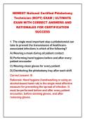 2026-2027 NEWEST National Certified Phlebotomy&NewLine;Technician &lpar;NCPT&rpar; EXAM &vert; ULTIMATE&NewLine;EXAM WITH CORRECT ANSWERS AND&NewLine;RATIONALES FOR CERTIFICATION&NewLine;SUCCESS&NewLine;