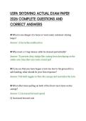 USPA SKYDIVING ACTUAL EXAM PAPER&NewLine;2026 COMPLETE QUESTIONS AND&NewLine;CORRECT ANSWERS
