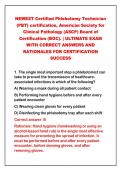 2026-2027 NEWEST Certified Phlebotomy Technician&NewLine;&lpar;PBT&rpar; certification&comma; American Society for&NewLine;Clinical Pathology &lpar;ASCP&rpar; Board of&NewLine;Certification &lpar;BOC&rpar;&period; &vert; ULTIMATE EXAM&NewLine;WITH CORRECT ANSWERS AND&NewLine;RATIONALES FOR CERTIFICATION&NewLine;SUCCESS