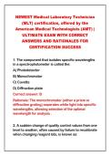 2026-2027 NEWEST Medical Laboratory Technician&NewLine;&lpar;MLT&rpar; certification&comma; offered by the&NewLine;American Medical Technologists &lpar;AMT&rpar; &vert;&NewLine;ULTIMATE EXAM WITH CORRECT&NewLine;ANSWERS AND RATIONALES FOR&NewLine;CERTIFICATION SUCCESS&NewLine;