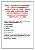 2026-2027 NEWEST Medical Laboratory Technician&NewLine;&lpar;MLT&rpar; certification&comma; offered by the&NewLine;American Society for Clinical Pathology&NewLine;&lpar;ASCP&rpar; Board of Certification &lpar;BOC&rpar; &vert;&NewLine;ULTIMATE EXAM WITH CORRECT&NewLine;ANSWERS AND RATIONALES FOR&NewLine;CERTIFICATION SUCCESS