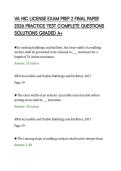 VA HIC LICENSE EXAM PREP 2 FINAL PAPER&NewLine;2026 PRACTICE TEST COMPLETE QUESTIONS&NewLine;SOLUTIONS GRADED A&plus;