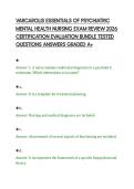 VARCAROLIS ESSENTIALS OF PSYCHIATRIC&NewLine;MENTAL HEALTH NURSING EXAM REVIEW 2026&NewLine;CERTIFICATION EVALUATION BUNDLE TESTED&NewLine;QUESTIONS ANSWERS GRADED A&plus;