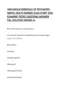 VARCAROLIS ESSENTIALS OF PSYCHIATRIC&NewLine;MENTAL HEALTH NURSING EXAM SCRIPT 2026&NewLine;EXAMPREP TESTED QUESTIONS ANSWERS&NewLine;FULL SOLUTION GRADED A&plus;
