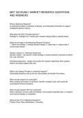 MKT 343 EXAM 1 MARKET RESEARCH QUESTIONS AND ANSWERS