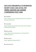 WGU D430 FUNDAMENTALS OF INFORMATION&NewLine;SECURITY EXAM 2 2026 ACTUAL TEST&NewLine;VERIFIED QUESTIONS AND ANSWERS&NewLine;COMPREHENSIVE STUDY GUIDE