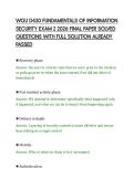 WGU D430 FUNDAMENTALS OF INFORMATION&NewLine;SECURITY EXAM 2 2026 FINAL PAPER SOLVED&NewLine;QUESTIONS WITH FULL SOLUTION ALREADY&NewLine;PASSED