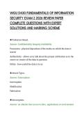 WGU D430 FUNDAMENTALS OF INFORMATION&NewLine;SECURITY EXAM 2 2026 REVIEW PAPER&NewLine;COMPLETE QUESTIONS WITH EXPERT&NewLine;SOLUTIONS AND MARKING SCHEME