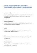 Activity Director Certification Exam Actual Questions and Correct Answers&vert; Guaranteed Pass