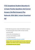 FTCE Exceptional Student Education K&NewLine;12 Exam Practice Questions And Correct &NewLine;Answers &lpar;Verified Answers&rpar; Plus &NewLine;Rationale 2026 Q&A&vert; Instant Download &NewLine;Pdf  